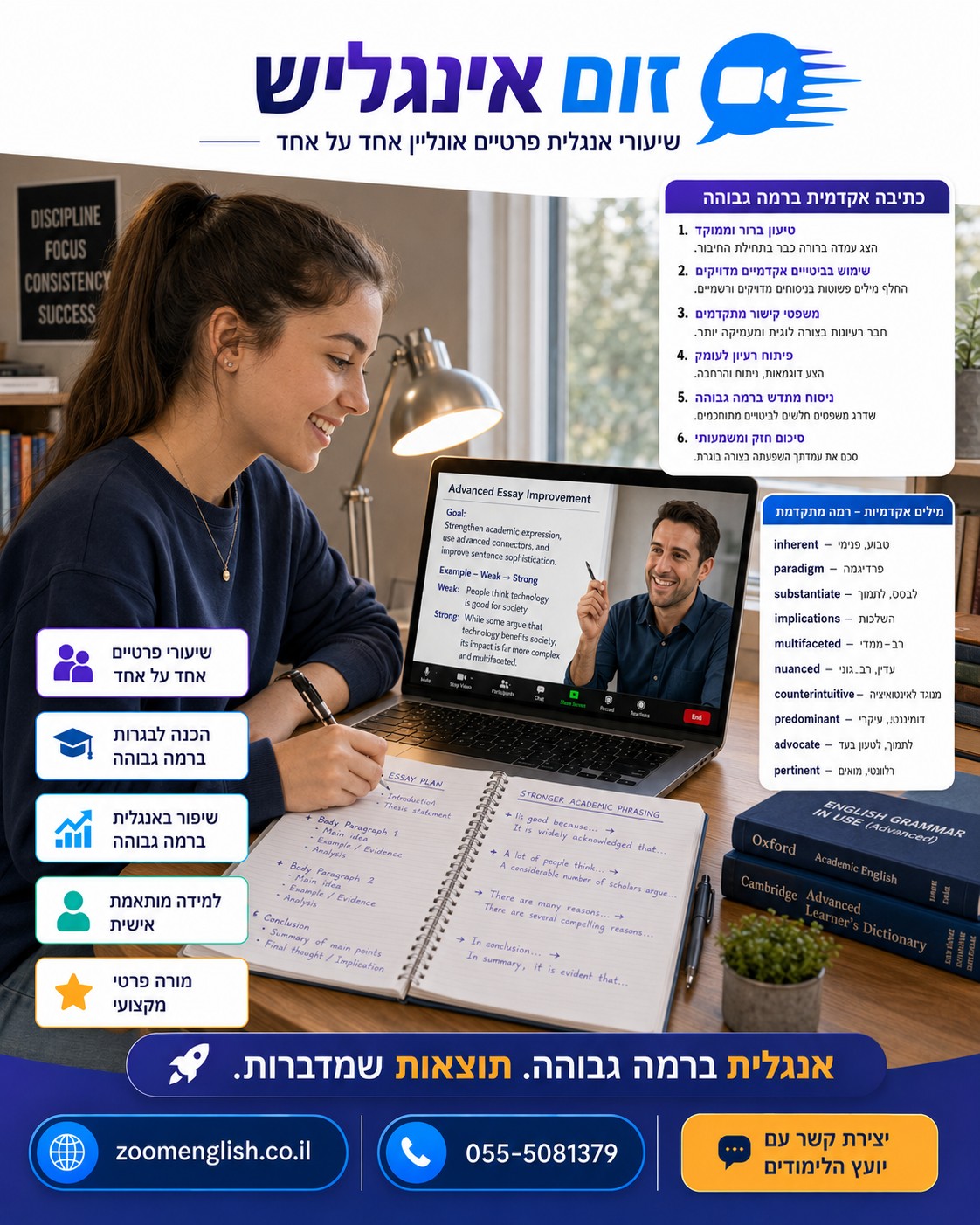  אנגלית אחד על אחד עם מורה פרטי